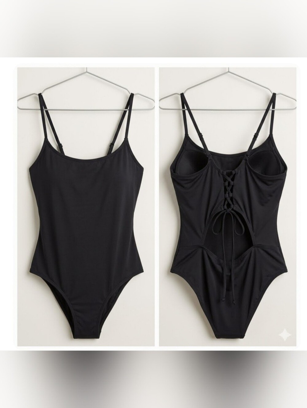 Ardene Black Spaghetti Strap One-Piece Bodysuit Sz L
